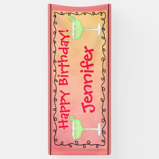 ハッピーバースデーマルガリータパーソナライズされた名 横断幕 (縦)