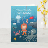 ハッピーバースデーマンガダイバー水中ライフ カード (黄色い花)