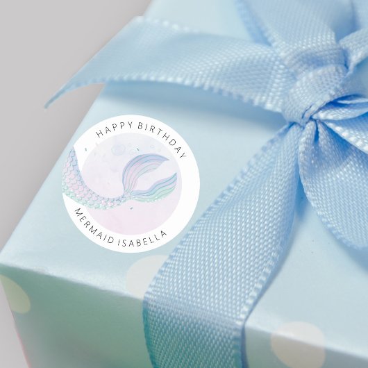 ハッピーバースデーマーメイドテールお祝い ラウンドシール