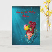 ハッピーバースデーマーメイド カード (黄色い花)