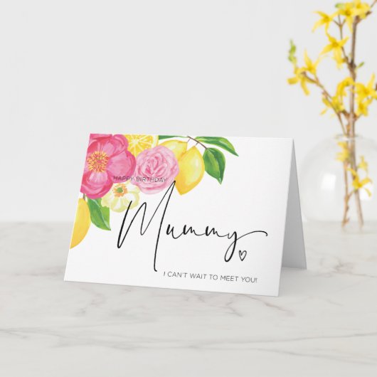 ハッピーバースデーミイムママはベビーバンプ妊娠する カード (黄色い花)