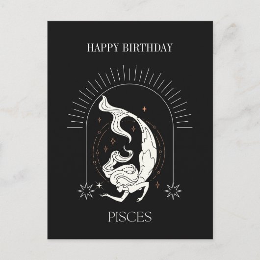 ハッピーバースデーミスティックピセス〔占星術の〕十二宮図占星術 ポストカード (正面)