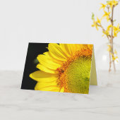 ハッピーバースデーミツバチ付きヒマワリ カード (黄色い花)