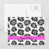 ハッピーバースデーミニマリストグルービーブラックホワイトデイジー ポストカード (正面/裏面)