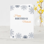 ハッピーバースデーミニマリストグレーオレンジフローラ カード (黄色い花)