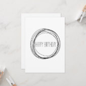 ハッピーバースデーミニマリスト白黒 カード (正面/裏面インサイチュ)