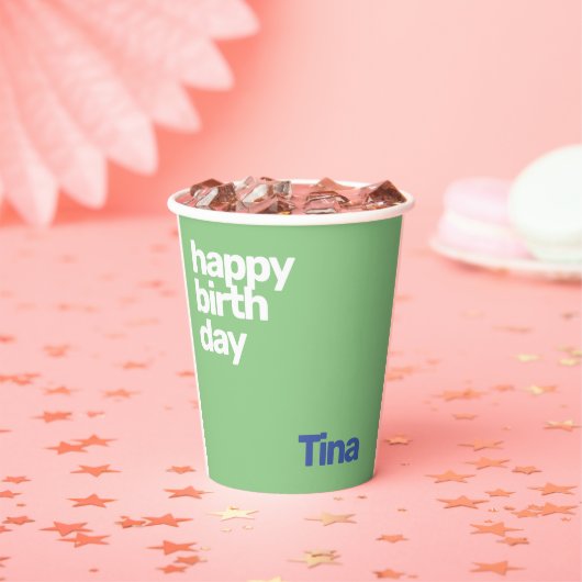 ハッピーバースデーミニマルシンプルパーティーモダン紙 紙コップ (インサイチュ)