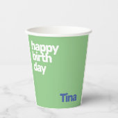 ハッピーバースデーミニマルシンプルパーティーモダン紙 紙コップ (正面)