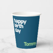 ハッピーバースデーミニマルシンプルパーティーモダン紙 紙コップ (正面)