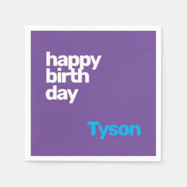 ハッピーバースデーミニマルシンプルモダンパーティー スタンダードカクテルナプキン