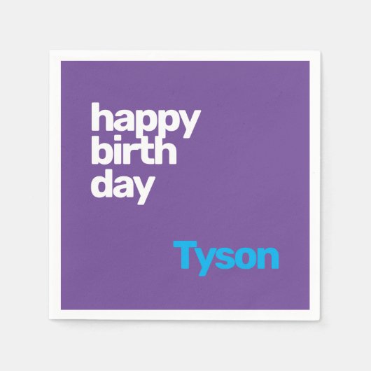 ハッピーバースデーミニマルシンプルモダンパーティー スタンダードカクテルナプキン (正面)