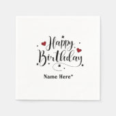 ハッピーバースデーミニマルタイポグラフィ書 スタンダードカクテルナプキン (正面)