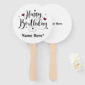 ハッピーバースデーミニマルタイポグラフィ書 ハンドファン (正面&裏面)