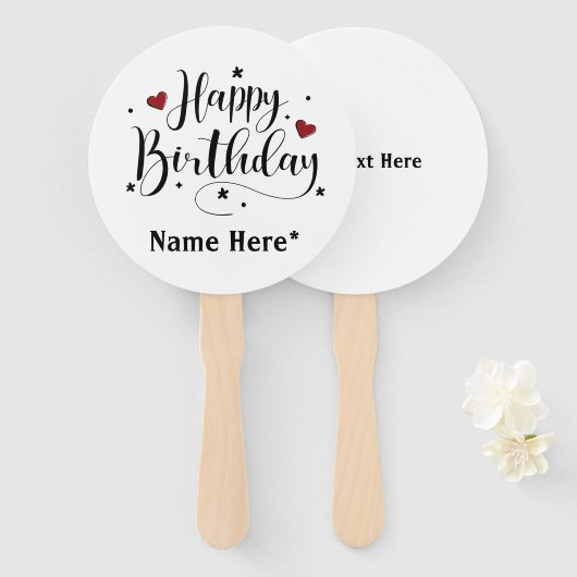 ハッピーバースデーミニマルタイポグラフィ書 ハンドファン (正面&裏面)