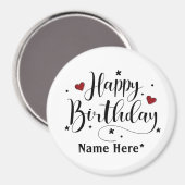 ハッピーバースデーミニマルタイポグラフィ書 マグネット (正面/裏面)