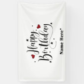 ハッピーバースデーミニマルタイポグラフィ書 横断幕 (縦)