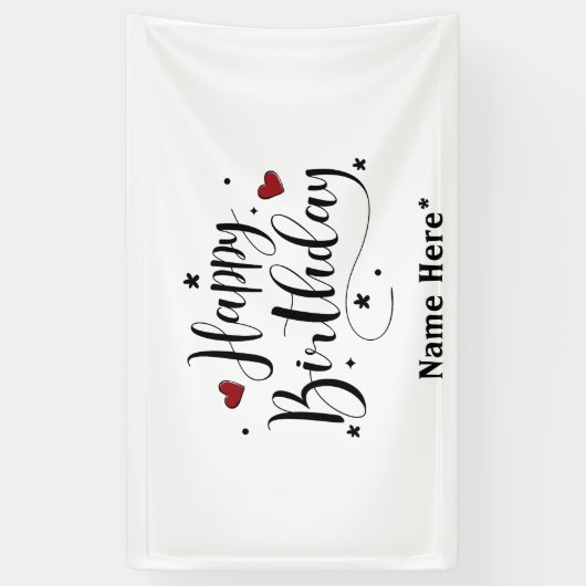 ハッピーバースデーミニマルタイポグラフィ書 横断幕 (縦)