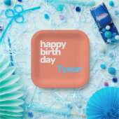 ハッピーバースデーミニマルピンクモダンパーティー紙 ペーパープレート (パーティー)