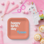 ハッピーバースデーミニマルピンクモダンパーティー紙 ペーパープレート (パーティー)