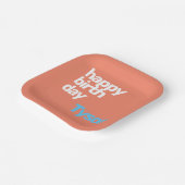 ハッピーバースデーミニマルピンクモダンパーティー紙 ペーパープレート (傾斜あり)