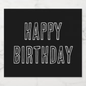 ハッピーバースデーミニマルモダン白黒 リキュールボトルラベル (シングルラベル)