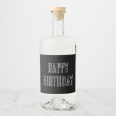 ハッピーバースデーミニマルモダン白黒 リキュールボトルラベル (正面)