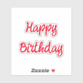 ハッピーバースデーミニマル赤トレンディーカスタムカラー シール (シート)