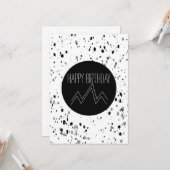 ハッピーバースデーミニマル黒白マウンテン カード (正面/裏面インサイチュ)