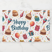 ハッピーバースデーミニワインボトルバルーン付きラベル リキュールボトルラベル (シングルラベル)