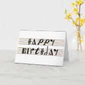 ハッピーバースデーミュージカル表記フォント カード (黄色い花)