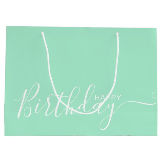 ハッピーバースデーミントホワイトラエレガントージ抱き枕 ラージペーパーバッグ (裏面)