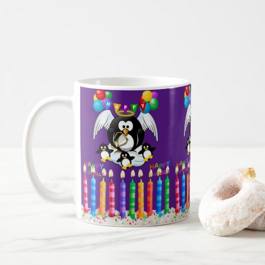 ハッピーバースデームグペンギン コーヒーマグカップ (ドーナツ)