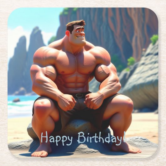 ハッピーバースデームスクレマン スクエアペーパーコースター (正面)