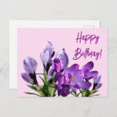 ハッピーバースデームラサキツノキツネ花bohoかわいい ポストカード (正面/裏面)