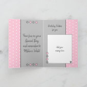 ハッピーバースデームームピンクとグレーの写真 カード (内部)