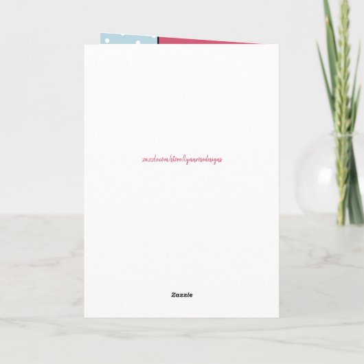 ハッピーバースデームームピンクと青の写真 カード (裏面)