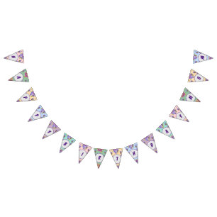 ハッピーバースデームームフラワーズフローラパーティーバンティング バンティングフラッグ