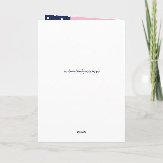 ハッピーバースデームーム海軍とピンクの写真 カード (裏面)