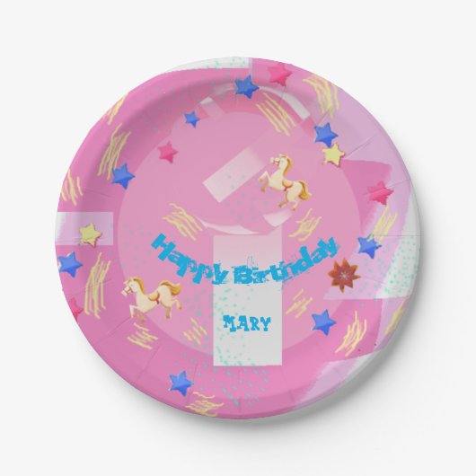 ハッピーバースデーメアリー（名前の変更） ペーパープレート (正面)