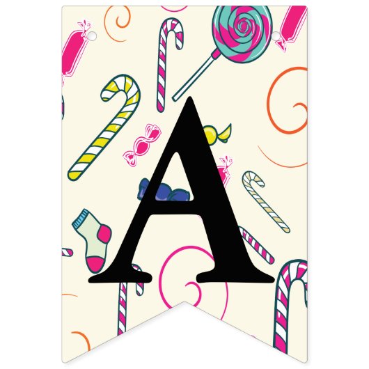 ハッピーバースデーメッセージピンクキャンディケーンボンボン バンティングフラッグ (第3の旗)