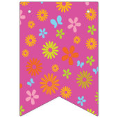 ハッピーバースデーメッセージフラワーパワー60年代レトロ バンティングフラッグ (第1の旗)