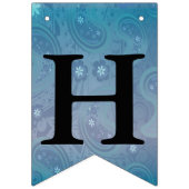 ハッピーバースデーメッセージペイズリー青 バンティングフラッグ (第2の旗)