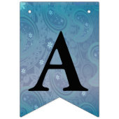 ハッピーバースデーメッセージペイズリー青 バンティングフラッグ (第3の旗)