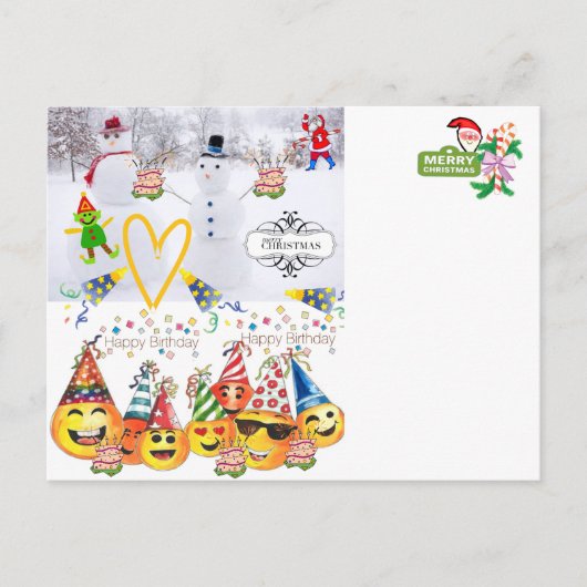 ハッピーバースデーメリークリスマスポストカード ポストカード (正面)