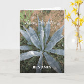 ハッピーバースデーメンズウォーターカラープラントのパーソナライズ カード (黄色い花)