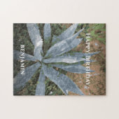 ハッピーバースデーメンズウォーターカラープラントのパーソナライズ ジグソーパズル (横)