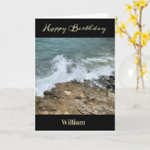 ハッピーバースデーメンズ父の写真パーソナライズ カード (黄色い花)