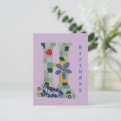 ハッピーバースデーモザイク垂直顧客。ポストカード ポストカード (スタンド正面)