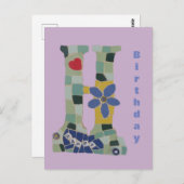 ハッピーバースデーモザイク垂直顧客。ポストカード ポストカード (正面/裏面)