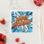 ハッピーバースデーモダンおもしろい青 スタンダードカクテルナプキン (インサイチュ)